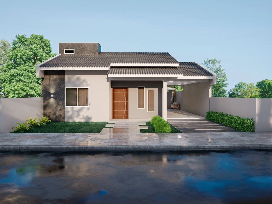 Casa de 78,15 m² com 3 quartos, projeto de construção financiada da WD Engenharia